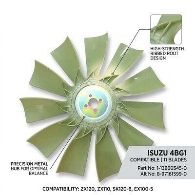 OEM Specification 4BG1 Diesel Engine Cooling Fan 11 Blades 1-13660345-0 8-97161599-0 for Isuzu Excavator Precision Engineered Replacement