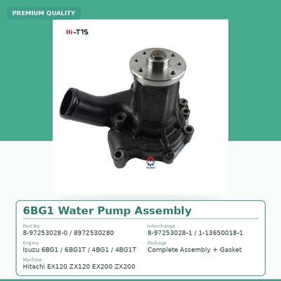 مونتاژ پمپ آب موتور ایزوزو 6BG1 8-97253028-0 8972530280 جایگزین برای بیل مکانیکی هیتاچی EX200 ZX200 EX120 ZX120